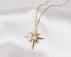 "ABOUT PRODUCT This 14K Gold North Star Necklace is suitable gift for girlfriend, mom and her. You can even buy as a birthday gift for your friends or anniversary gifts, If you want to add a special note we can write for you and put to inside of package. We manufacture our jewelry pieces with carefully and after production we double checking in quality control department. Our main idea is keep our items for daily wearing especially for minimalist jewelry pieces. Minimalist pendant, Cute pendant, Gold Initial Pendant, Minimalist Pendant, Magical Jewelry, Main Idea, Custom Pendants, White Gold Necklaces, Star Jewelry