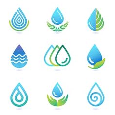 various water drop icons on white background