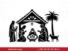 christmas nativity scene with three wise men and baby jesus