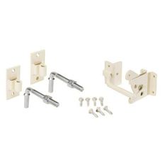 an assortment of hardware and screws on a white background