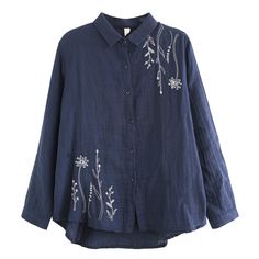 Long-sleeved Cotton Blouse With Embroidered Hem, Long Sleeve Cotton Blouse With Embroidered Hem, Cotton Blouse With Embroidered Hem And Long Sleeves, Cotton Button-up Blouse With Floral Embroidery, Long Sleeve Cotton Top With Tonal Embroidery, Cotton Long Sleeve Blouse With Floral Embroidery, Cotton Button-up Top With Floral Embroidery, Floral Embroidered Cotton Button-up Tops, Cotton Floral Embroidered Button-up Top