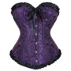 This Fashion Corset Is Widely Used In Wedding, Christmas Party, Halloween,Clubbing, Cosplay, Stage Performance,Intimate Or Naughty Occasions. Skirt Or Any Other Type Of Slim-Fitting Pants Will Be Great With A Corset Features With The Peacock Feather Decoration, Hook Eye Closure Front And Lace Up On Back, Plastic Boning To Support,Comfortable Satin Corset,It Fully Show The Lines Of The Waist And Chest.Fresh Color With Some Special Details Design Makes Your Sexy And Can Suit Any Occasion As You Li Corset Steampunk, Corset Underbust, Purple Gothic, Purple Corset, Fashion Corset, Bustier Lingerie, Victorian Corset, Green Corset, Belle Silhouette