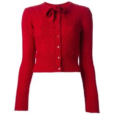 DOLCE & GABBANA cable knit cardigan found on Polyvore #dg Red Cropped Cardigan, Pretty Cardigans, Chunky Cable Knit Cardigan, Red Long Sleeve Tops, Red Cardigan, Cable Knit Cardigan, Cardigan Sweaters For Women, Cropped Cardigan, Cardigan Tops