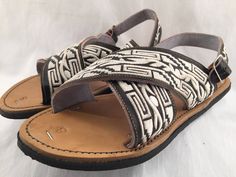 Top quality mens mexican embroidered huarache sandals with tire sole Fair Trade Leather Sandals For Vacation, Fair Trade Leather Sandals For Beach, Artisan Sandals With Woven Sole And Open Toe, Artisan Sandals With Woven Sole, Open Toe, Artisan Leather Sandals, Fair Trade, White Handmade Leather Sandals, Artisan Open Toe Sandals With Woven Sole, Handmade White Leather Sandals, Fair Trade Leather Open Toe Sandals