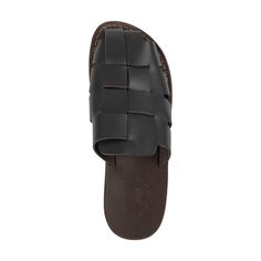 Discover the 'Sailor' Mule: Expertly crafted with a woven vamp, the Sailor Leather Closed-Toe Slide in Brown brings timeless fisherman style to your wardrobe. Made from high-quality leather, this mule offers comfort and sophistication for any occasion. Elevate your outfit with this must-have slide. The 'Sailor' melds durability with comfort. Its leather upper molds to your foot, enhancing comfort with a snug fit. A polyurethane outsole adds extra support, making every step secure and enjoyable. Leather Sole Closed Toe Slides (slip-on), Brown Leather Sole Slides, Slip-on Fit, Brown Leather Sole Slip-on Footbed Sandals, Jesus Sandals, Brown Slip-on Slides With Buckle Closure, Leather Slip-on Flip Flops With Buckle Closure, Brown Leather Sandals, Vegan Leather Bag, Leather Clogs