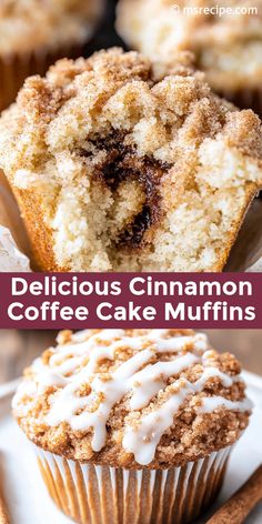 delicious cinnamon coffee cake muffins with icing on top