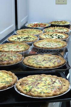 there are many pies on the stove ready to be cooked