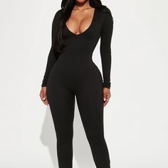 Reposhing This Item I Purchased From @Cayleealissa. Loved It, But Ready To Rotate For Something New. Questions? Leave A Comment Below! Black High Stretch V-neck Jumpsuits And Rompers, Non-stretch Black Chic Bodysuit, Fashion Nova Pants, Fashion Now, Jumpsuit Fashion, Black Jumpsuit, Leotards, Something New, Workout Clothes