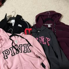 Literally The Cutest Zip Ups Almost Never Worn Kept In Amazing Quality Light Pink - M Black Half Zip Up - Xs Darker Grey - M Plumish Color - S I’m A Size Xs~S But They All Fit Very Cute Some Are Boxy But I Really Liked That For Zip Ups It Made Me Look Cozy Victoria Secret Pink Zip Up Hoodie, Pink Hooded Outerwear With Letter Print, Pink Fleece Athleisure Outerwear, Pink Fleece Athleisure Top, Pink Fleece Sports Top, Pink Fleece Sportswear Tops, Trendy Pink Sports Hoodie, Trendy Pink Hoodie For Sports, Pink Sportswear Sweatshirt With Letter Print