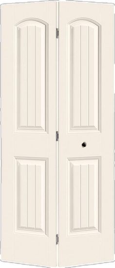 an open white double door with two side panels on the top and bottom panel is shown