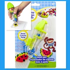 the bead craft kit includes a pen, beads and magnets to make it look like