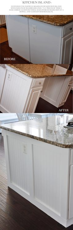 the before and after pictures of a kitchen island