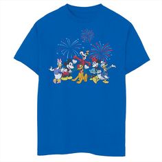 Add the finishing touch to your kid's outfit with this fun Disney's Boys 8-20 Mickey And Friends Happy Fireworks Tee. © Disney Add the finishing touch to your kid's outfit with this fun Disney's Boys 8-20 Mickey And Friends Happy Fireworks Tee. © Disney FEATURES CrewneckFABRIC & CARE Cotton Machine wash Imported Size: X Large. Color: Brt Blue. Gender: male. Age Group: kids. Fun Mickey Mouse Shirt For Disney Trips, Multicolor Mickey Mouse T-shirt For Disney Events, Mickey Mouse Fireworks, Fun Mickey Mouse T-shirt For Disney Fan Events, Multicolor Cartoon Print T-shirt For Disney Trips, Multicolor Short Sleeve T-shirt For Disney Trips, Fun Blue T-shirt For 4th Of July, Playful Blue Mickey Mouse T-shirt, Disney Multicolor Mickey Mouse T-shirt