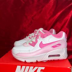 Brand New. Worn Once. Original Box Included With Purchase. Girl’s Air Max 90 Ps. Size 11c. Valentine’s Day Edition. Cute Pink Sneakers For Sports, Playful White Nike Sneakers, Cute White Nike Sneakers, Cute White Sneakers For Sports, Cute White Sports Sneakers, Nike Cleats, Nike Air Force Ones, Swim Shoes, Nike Kyrie