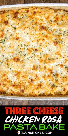 there is a cheesy chicken casserole in the pan