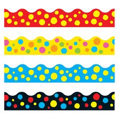 four different colored polka dot borders