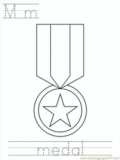 an award medal worksheet with the letter m in it's middle and lowercase