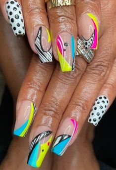 Pop Art Pedicure, Neon Acrylic Nails, Baby Nails, Sassy Nails, Ombre Acrylic Nails, Best Nail Art Designs, Neon Nails