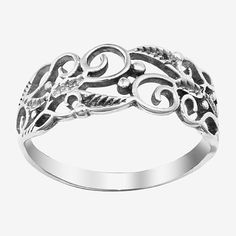 Ring Style: Bands, Stackable RingsFeatures: Nickel FreeMetal Color: WhiteMetal: Sterling SilverCare: Wipe CleanCountry of Origin: Imported Rings Bands, 7 Rings, Filigree Design, Ring Style, Color Ring, Favorite Rings, Sterling Silver Bands, Silver Band, Sterling Silver Ring