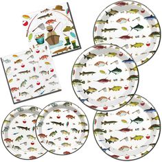 four plates with different types of fish on them