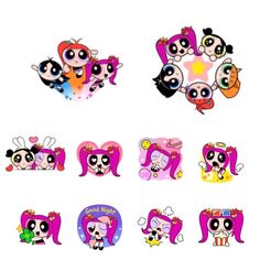 the powerpuff girls stickers are all different colors