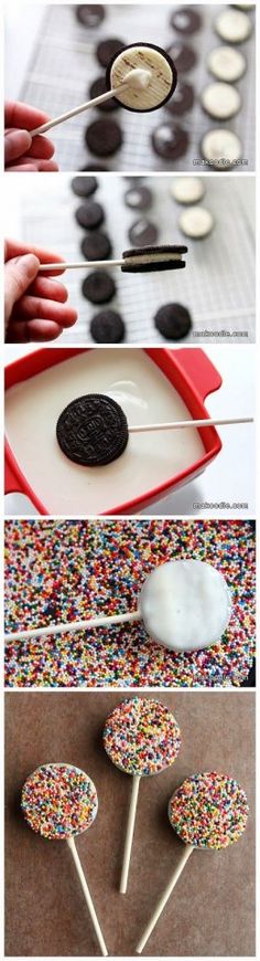 the process for making oreo pops is shown