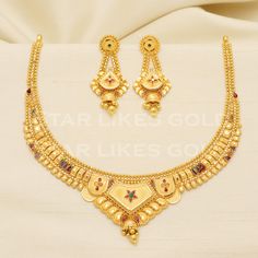 22kt yellow gold handmade necklace jewelry from Rajasthan India. Brand- StarLikesGoldIndia Weight- 20.11 grams approx. Metal- yellow gold real gold. Metal purity- 22 Karat. Max Length - Necklace 4.5 inches approx. Earrings - 4.2 centimeter approx Max Width- Necklace 3.3 centimeter approx. Earrings - 1.8 centimeter approx Condition- excellent brand new Please feel free to ask if you have any query. Beautiful Morning Images, Gold Handmade Necklace, Elegant Gold Necklace, Handmade Gold Necklace, Length Necklace, Set Jewelry, Design Wood, Gold Necklace Set, Jewelry Indian