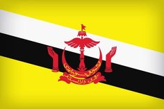 the flag of the kingdom of brunei is shown in red, white, and black