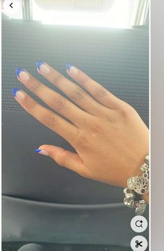 Light Blue Nail Designs Short Nails, Nail Ideas For 13-14, French Tip Nails For School, Blue French Dip Nails, Really Cute Nail Ideas, Cute Nails Acrylic French Tips Color, French Tip Acrylic Nails Navy Blue, Hoco Nails With Blue Dress, Cute Nails For Cheer