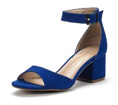 Bolster your summer stride with the cushioned fit of this elevated sandal that flaunts your pedicure with a modern open toe. From Dream Pairs. Gold Sparkly Shoes, Red Bottom Pumps, Blue Dress Shoes, Chunky Pumps, Low Heel Pumps, Womens Sandals Summer, Fancy Shoes, Low Heel Sandals, Blue Heels