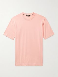 Loro Piana's T-shirt has been knitted in Italy from soft cotton, so it feels more like a lightweight sweater. It's cut for a regular fit and comes in a soft peach hue. Wear it solo or layered under a jacket. Loro Piana, Plain Tshirt, Lightweight Sweater, Ski Wear, Mr Porter, T Shirt For Men, Light Weight Sweater, Cotton T Shirt, Fashion News