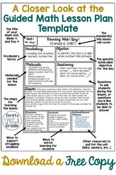 a close look at the guided math lesson plan