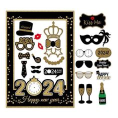 We offer Free Shipping on all order!! Wel come to my stores, The Smart of your choice and satisfaction guarantee. 2024 Happy New Year's Eve Party Photo Booth Props Supplies with Photo Frame(Pack of 26) Gallery Product Description Features HIGH QUALITY：100% brand new and Top quality cardstock new year photo prop,frame with sticks. PACKAGE INCLUDING：1PCS photo frame，25PCS party props,25pcs sticks and 25pcs Double-sided adhesive. Easy assembly: These new year eve props sets are simply attached to the sticks with Double-sided adhesive, it can save your time for new year parties or taking photos, sticks can be pasted where you want. The paper frame size:18.9in * 26.7in. The package include 4pcs cardboard to hold on the frame. Thank you for your business, your trust and your confidence. It is ou New Year Photo Booth, New Year Props, New Years Eve Pictures, Party Photo Booth Props, New Year Photo, Happy New Year Photo, Photo Frame Prop, Happy New Years Eve, New Year Photos