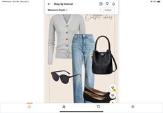 an image of a woman's outfit and purse on the app store page,