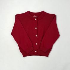 Pearl Button Cardigan - Red Girls Sweaters + Sweatshirts Dolce Gaccia 1990s Dress, Red Cardigan, Button Cardigan, Button Top, Lightweight Cardigan, The Pearl, 50s Fashion, Pearl Buttons, Girls Sweaters