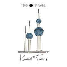 two towers with balls of yarn on them and the words time to travel written below