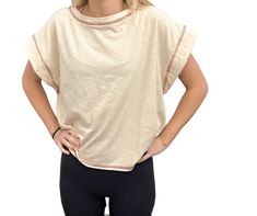 Cross cross back cream top. Crew neck. Short sleeve overlap cropped. Versatile Cream Top For Day Out, Versatile Cream Tops For Day Out, Cream Crew Neck Top For Day Out, Casual Cropped Neutral Tops, Versatile Beige Crew Neck Top, Chic Cropped Neutral Tops, Chic Neutral Cropped Tops, Chic Neutral Tops For Loungewear, Neutral Stretch Tops For Day Out