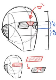 the drawing shows how to draw an object with two different angles and three different shapes