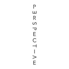 the words perspective are written in black and white on a white background