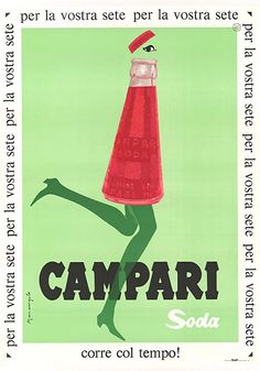 an advertisement for campari soda with a woman wearing a santa hat and green stockings