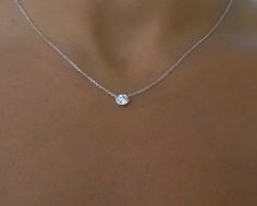 Diamond Solitaire Necklace 14k White Gold / Diamond Bezel | Etsy Minimalist Diamond Necklace, Delicate Diamond Necklace, Bezel Set Necklace, Floating Diamond Necklace, Journey Pendant, Dainty Diamond Necklace, Floating Necklace, Bezel Necklace, Solitaire Necklace