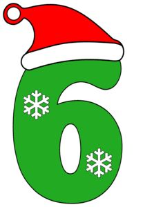 the number six with a santa hat on it