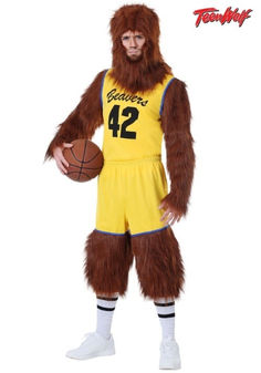 a man in a gorilla suit holding a basketball