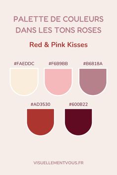 5 palettes de couleurs dans les tons roses Roses