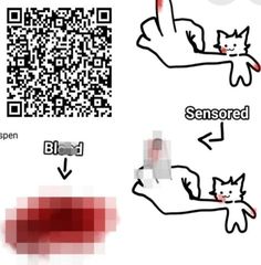 the qr code is being used to scan someone's hand with a cat on it