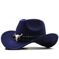 This Texas Cancún Cowboy Hat will bring style and character to your outfit of the day. Characterized by a high crown and long raised side brims, this type of hat provides an excellent protective barrier against the sun's rays. Mixed, its rigid texture and its ornaments make it a unique accessory. Specs: Material: Cotton/ Polyester Unisex Size: 56-58cm/ 22.02''-22.81'' Adjustable Wide Brim Costume Hat For Rodeo, Western Style Short Brim Felt Hat For Beach, High Crown Hats For Winter Rodeo, High Crown Hats For Summer Rodeo, Brimmed Hat For Kentucky Derby Outdoors, Brimmed Hats For Kentucky Derby Outdoor, Blue Flat Brim Sun Hat For Festival, Brimmed Hats For Kentucky Derby Outdoor Events, Brimmed Felt Hat For The Beach