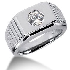 Round Brilliant Diamond Mens Ring in 14k white gold (0.25cttw, F-G Col – JewelryAffairs Luxury White Gold Men's Ring With Single Diamond, Luxury White Gold Men's Ring With Round Cut, Luxury Diamond White Solitaire Men's Ring, Luxury White Gold Men's Ring Round Band, Luxury White Gold Men's Ring In Art Deco Style, Luxury White Gold Men's Ring For Commemoration, Luxury Men's White Gold Ring With Vvs Clarity, Luxury White Men's Ring With Diamond Cut, Luxury Men's White Gold Ring With Round Band