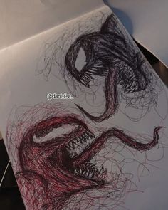 an image of a drawing on paper that is being made