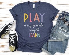 Pediatric Speech Therapy Play is my favorite way to learn Shirt - Unisex T Shirt, Women Racerback Tank, Long Sleeve T-Shirt Tees Tshirt Sweatshirt Sweater Hoodie Gift For Men Women Boys Girls Play is my favorite | Speech Therapy | Pediatric SLP | Speech Language | Kids speech | Rainbow SLP Shirt | Speech Therapist Tee | SLP Therapist | cute SLP Shirt | Occupational shirt | gift for Therapist | Occupational Therapy | OT graduation gift Well, let's say goodbye to all this boring apparel... The God Pediatric Speech Therapy, Physical Therapy Shirts, Speech Therapist Gift, Shirt Slogans, Play Therapist, Occupational Therapy Shirts, Speech Therapy Shirts, Slp Shirts, Pediatric Physical Therapy