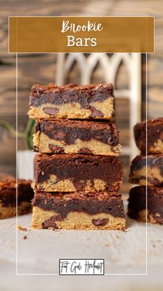 chocolate chip cookie bars stacked on top of each other